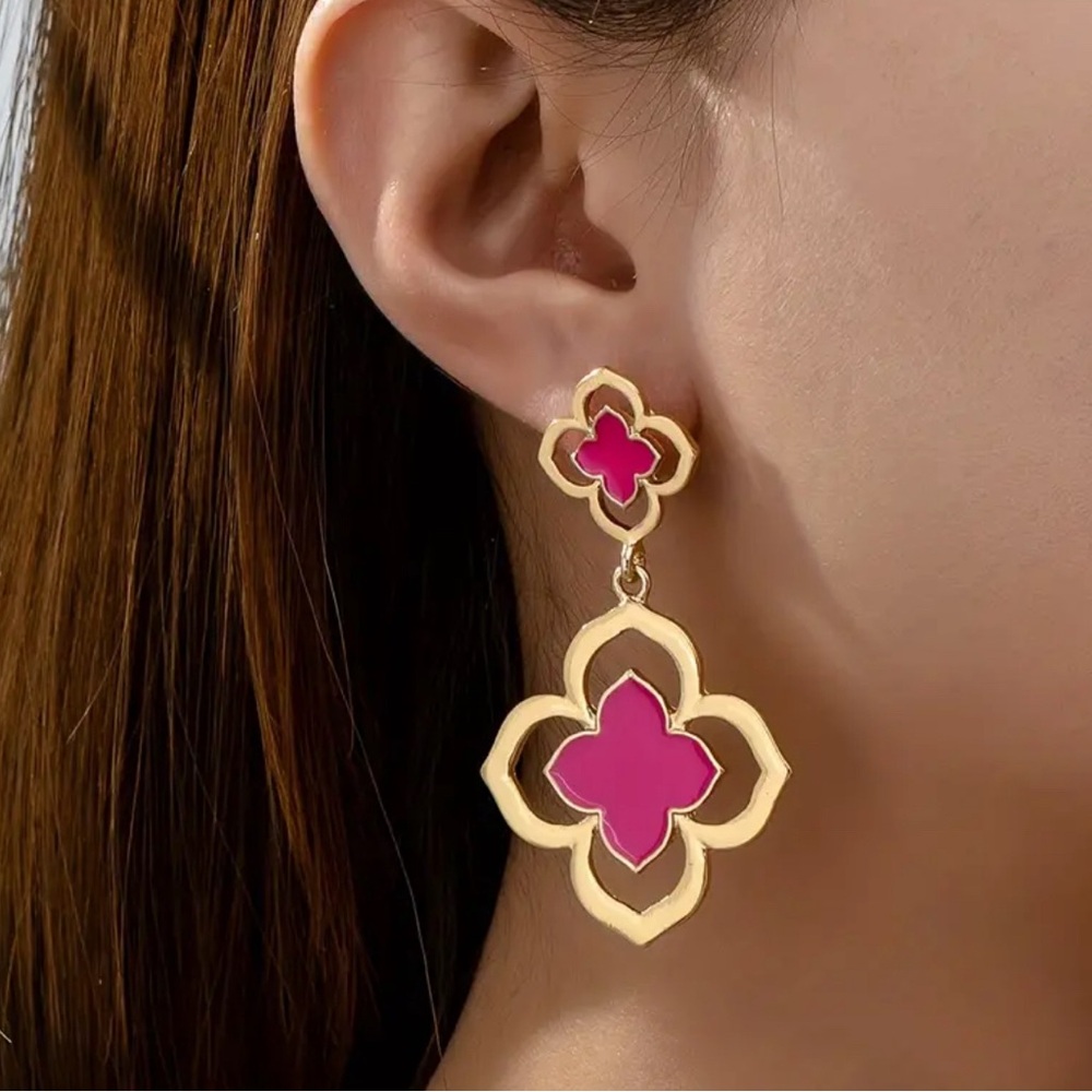Pink Boho Flower Earrings Fashion pink is hot right now fun stocking stuffer!